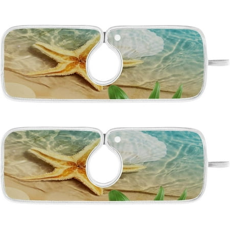 

Summer Starfish Seashell Sink Splash Guard for Faucet 2 Packs Faucet Absorbent Mats Tropical Sandy Beach Faucet Handle Drip Catcher Quickly Drying Mat for Kitchen Counter Bathroom