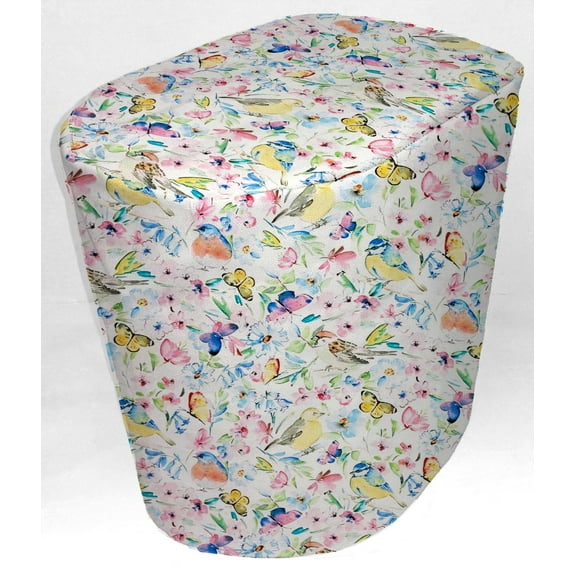 Birds & Butterflies in Blooms Food Processor Cover by Penny's Needful Things (Small, White)