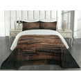 thumbnail image 2 of Ambesonne Chocolate Quilted Coverlet 3 Pcs, Rough Dark Timber, King Size, Brown Dark Brown, 2 of 4