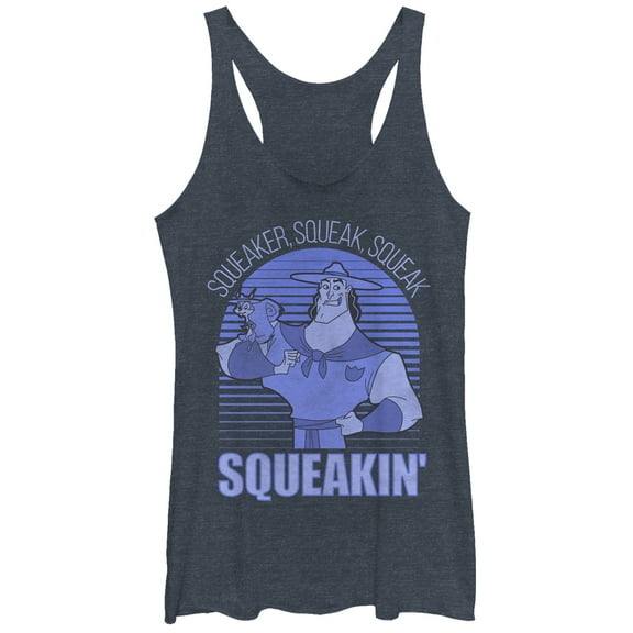 Women's The Emperor's New Groove Kronk Squirrel Squeak  Racerback Tank Top Navy Blue Heather Medium