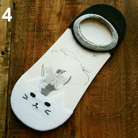 

JunDanmall Women s Fashion Transparent Boat Socks Lovely Cat Shallow Summer Invisible Sock