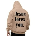 thumbnail image 2 of Mens Hoodies Pullover 2025 Fall Winter Long Sleeve Jesus Loves You Christian Hoodie with Pockets Hooded Sweatshirt, 2 of 6