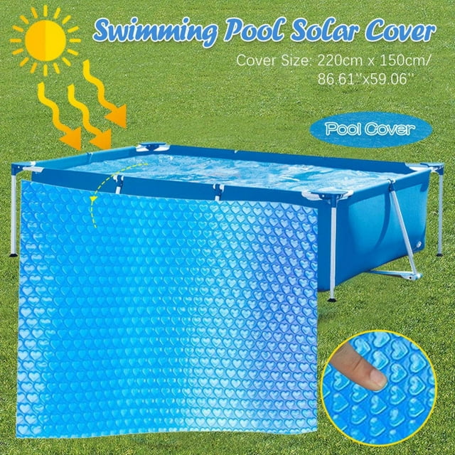 NAOJIE Blue 59x86 in Rectangle Solar Cover | 1200 Series | Heat Retaining Blanket for Rectangular Inground & Above Ground Swimming Pools | Use Sun to Heat Pool | Bubble Heating Blankets