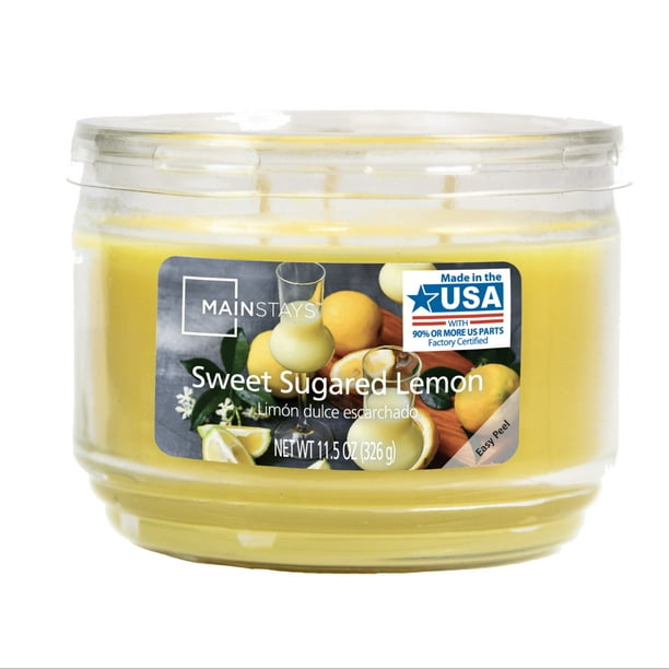 Mainstays Sweet Sugared Lemon Scented 3Wick Glass Jar Candle, 11.5 oz