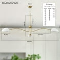 thumbnail image 5 of 3-Arm Mid-Century Brass Chandelier with Glass Shades - Adjustable Dimmable Farmhouse Pendant Light for Kitchen Island, Dining & Living Room, 5 of 8