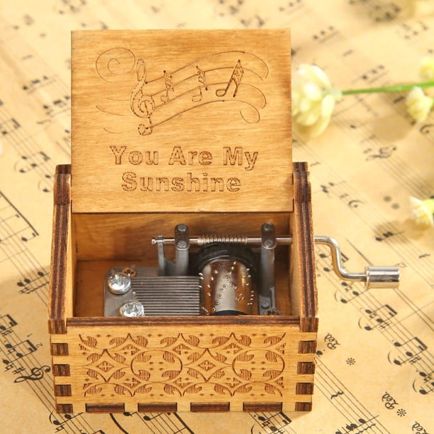 Exquisita caja de música con manivela de madera retroadornos artesanales para el hogar (A) Ndcxsfigh Nuevos Originales