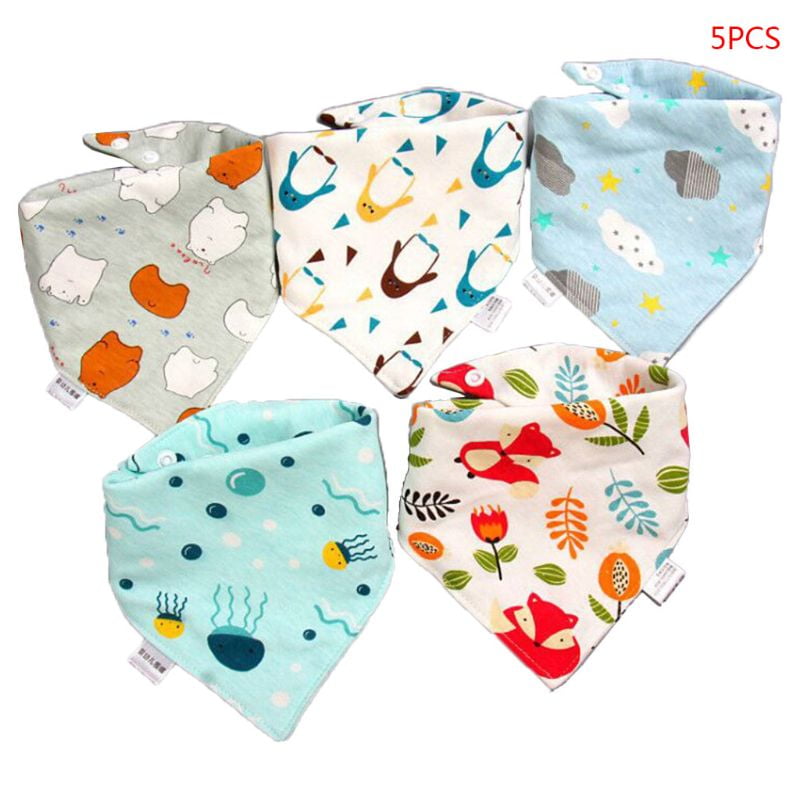 5 Pcs/Pack Baby Feeding Bibs Infant Scarf Towel Bandana Saliva Triangle Dribble 