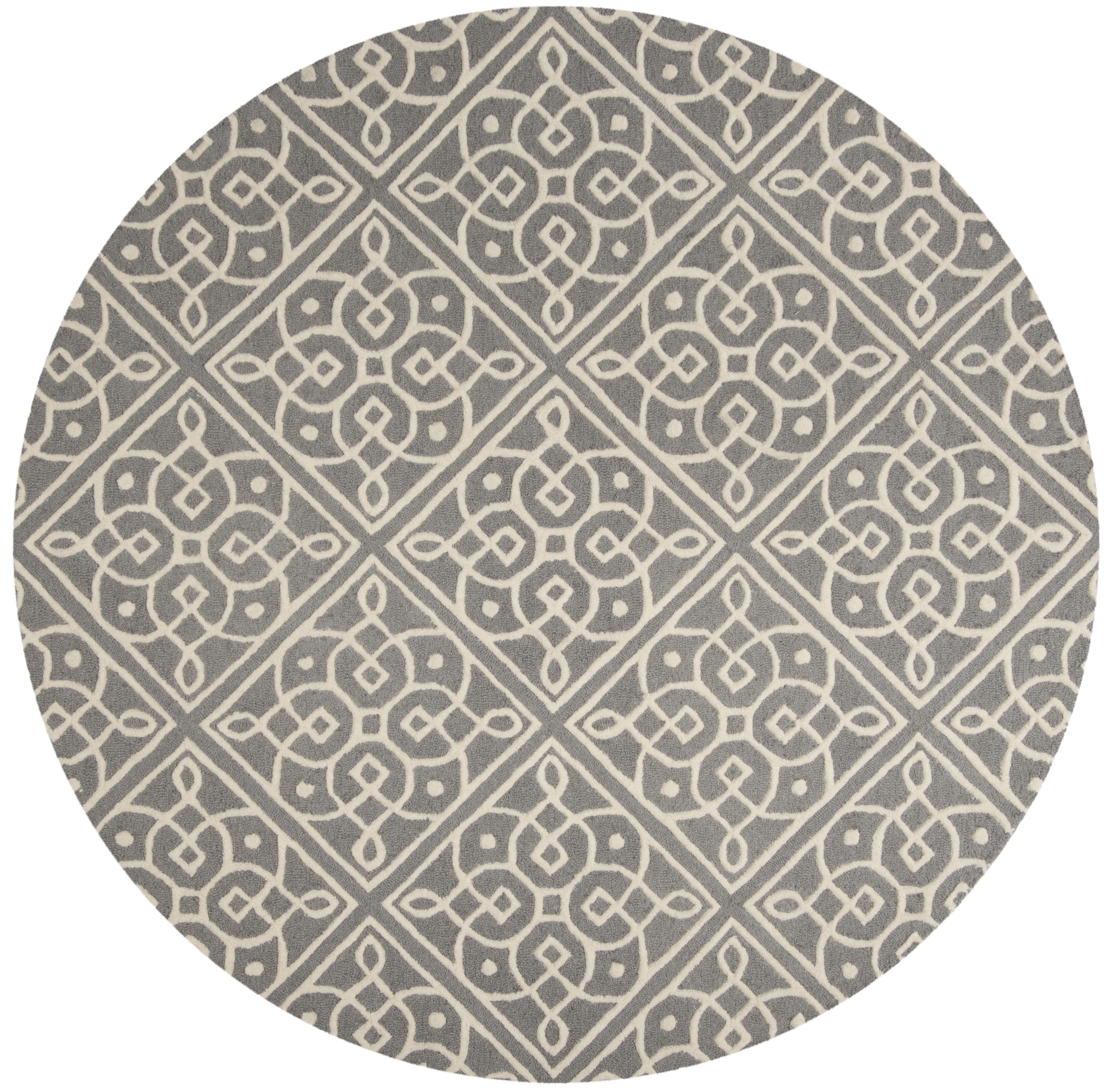 SAFAVIEH Cambridge Mirko Geometric Wool Area Rug, Dark Gray/Ivory, 6' x 6' Round