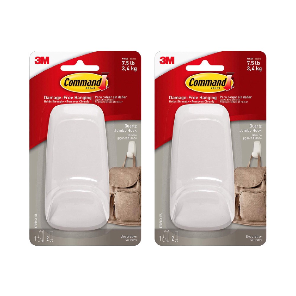 Command Jumbo Hook Quartz Decorative Hanger Damage Free Adhesive