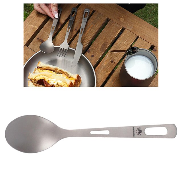 de titanio portátil para acampar, cubiertos de utensilios, vajilla, cubiertos para viajes, senderismo al aire libre, picnic Macarena Cuchara al aire libre
