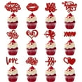 thumbnail image 6 of Valentine's Day Cupcake Toppers, 12/24Pcs Glitter Love Lips Heart Cupid Cake Decorations, Happy Valentine's Day Wedding Party Birthday Gift Supplies For Cake Dessert Gift, 6 of 7
