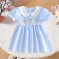 thumbnail image 2 of Larisalt Toddler Baby Girl Easter Dress Short Sleeve Sailor Collar Floral Embroidery Girls Summer Church Dress, 2 of 6