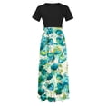 thumbnail image 5 of Puntoco Vestido De Manga Corta Con Cuello Redondo Y Falda Larga Estilo Resort Con Estampado Floral Para Mujer Negro M,Regalos Para Mujer Joven, 5 of 5