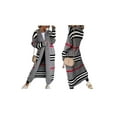 thumbnail image 3 of Women'S Vintage Open Front Knit Striped Long Sleeves Maxi Long Cardigan Sweater with Pockets Grey L, 3 of 6