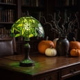 thumbnail image 5 of Halloween Green Dome Night Light, 14in LED Table Lamp with Tiffany Style Shade for Bedroom, Mantel and Party Decor, 5 of 5