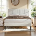thumbnail image 1 of VECELO Queen Size Upholstered Beds, Modern Platform Bed Frame with Adjustable Headboard, Wooden Slats Support/No Box Spring Needed, Beige, 1 of 8