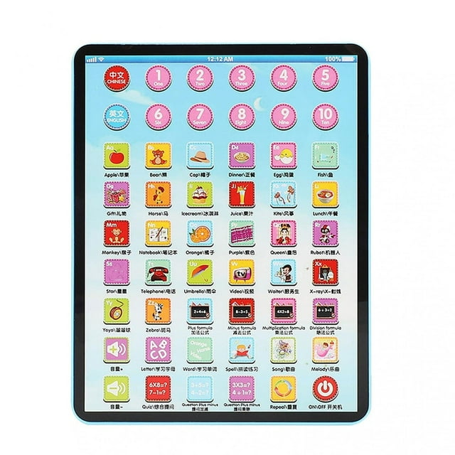 PVCS Simulation Learning Tablet For Kids, Toddler Educational ABC Toy Early Development Electronic Activity Game Bilingual Gift for Kids