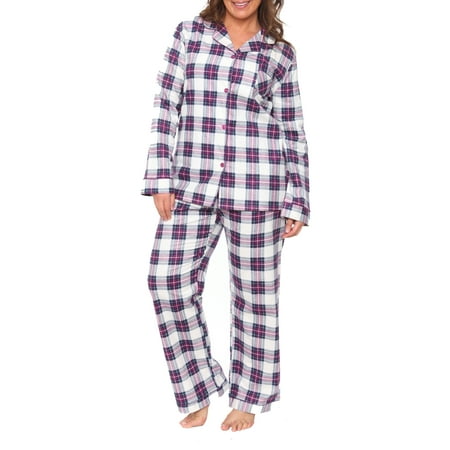 White Mark Women's Flannel Pajama Set - Extended Sizes
