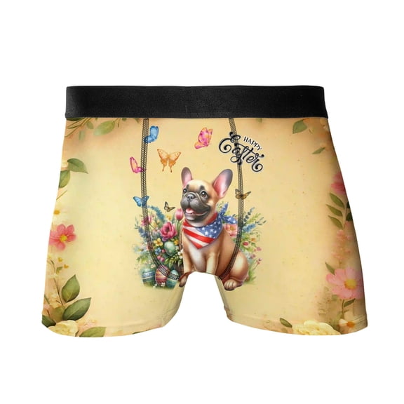 French Bulldog Celebrates Spring and Enjoys a Happy Easter All Over Print Boxer Briefs Underwear for Men Dad Dog Lover Gifts - 02001