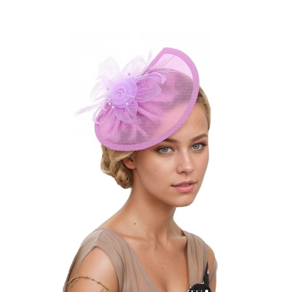 HXWCHs Women Fascinator Hats Tea Party Hat Vintage Pillbox Hat Headband for Purple