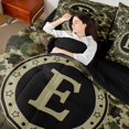 thumbnail image 3 of Erosebridal Teens Green Brown Camouflage Bedding Comforter Set 7-Piece,Personalized Initial E King Bedding Sets,Black Reversible, 3 of 6