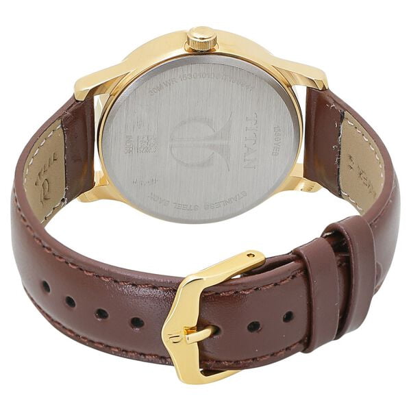 Titan Quartz Analog with Day and Date Black Dial Leather Strap Watch for Men&nbsp;