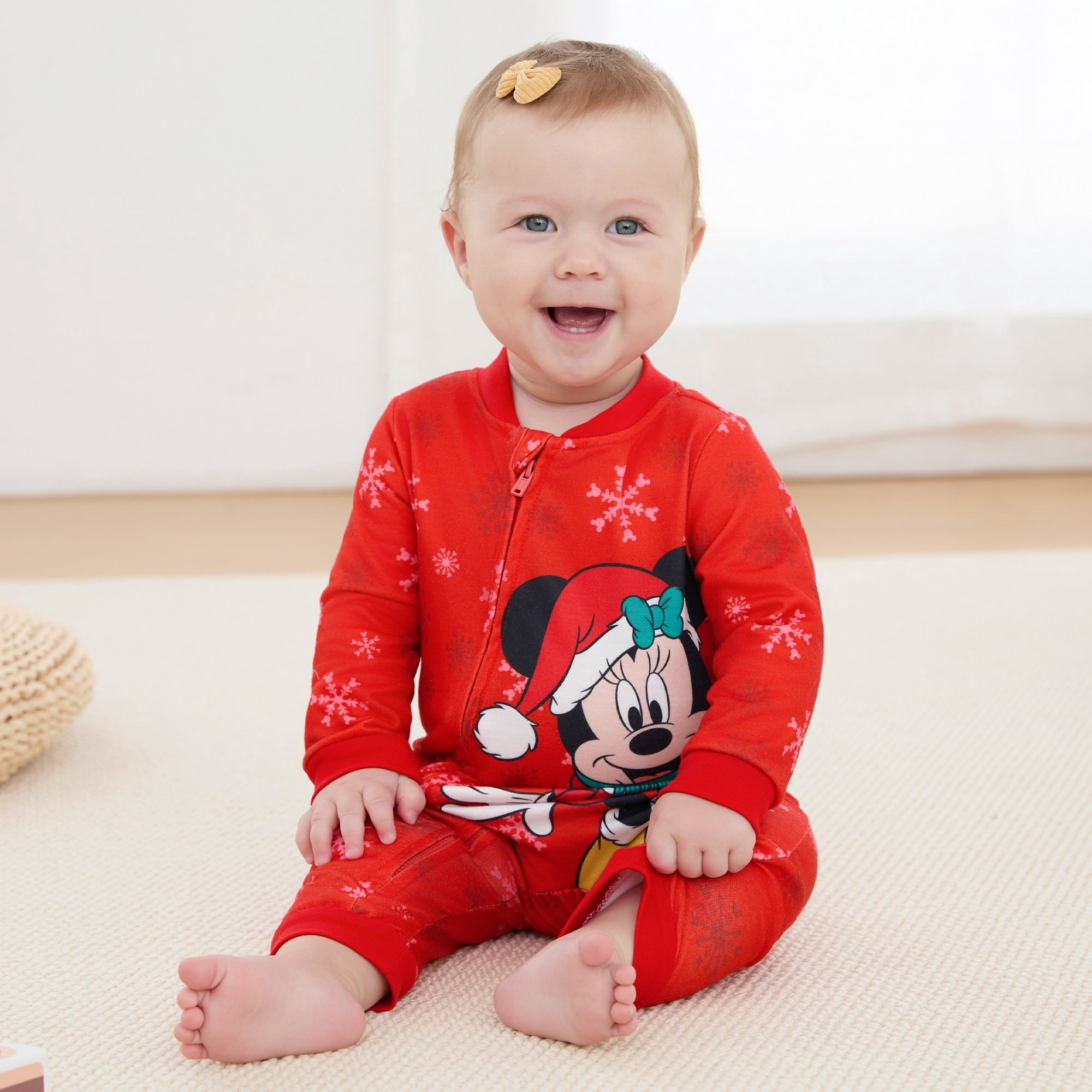 Disney Mickey and Friends Baby Jumpsuit Zip Up Design Christmas Character Prints Sizes 0-24 Months