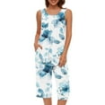 thumbnail image 4 of QATAINLAV Lounge Set for Women Sleeveless Tank Top and Capri Pants Pjs 2 Piece Outfits Casual Floral Print Capris Matching Vest Sleepwear Sets Prime Today Light Blue S, 4 of 8
