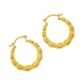 thumbnail image 2 of JewelStop 14K Yellow Gold Round Bamboo Hoop Earrings - 18mm, 2 of 4