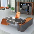 thumbnail image 2 of Nordic Paint Office Desks Household Study Computer Desk Modern Office Furniture Manager Table Light Luxury Fashionable Boss Desk My Lux Decor Round, 2 of 11
