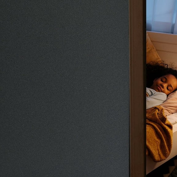 Total Black Opaque Film Anti Glare Window Film Electrostatic Occult Film for Glass Opaque Film Privacy Glass Removable Black Film Reusable Anti-Heat 45x200cm,