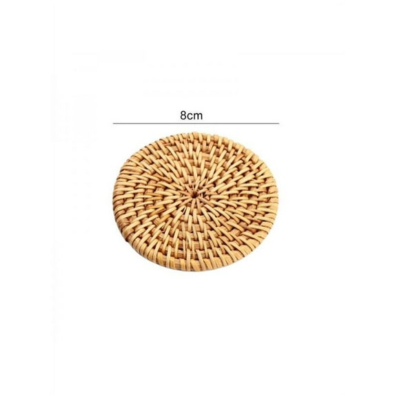 1Pcs Knitting Rattan Round Solid Anti-skid Insulation Pad Non-slip Coffee Cup Mat Unique Placemat For Hotel Restaurant
