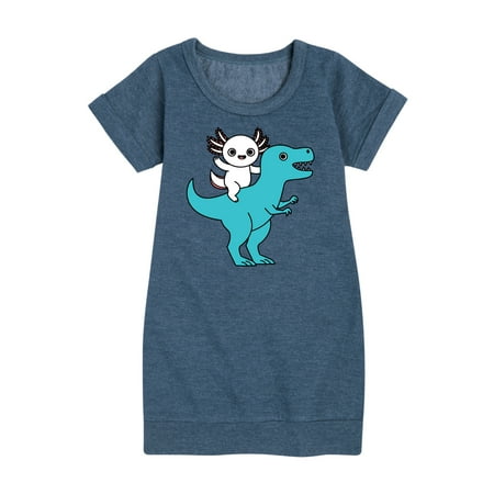 

Instant Message - Axolotl Riding A Dinosaur - Toddler And Youth Girls Fleece Dress