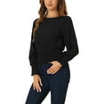 thumbnail image 4 of Allegra K Women's Long Sleeve Round Neck Smock Waist Blouse Tops, 4 of 5