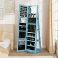 thumbnail image 4 of Costway 360° Rotatable Jewelry Cabinet Armoire 2-in-1 Lockable Mirrored Blue, 4 of 9