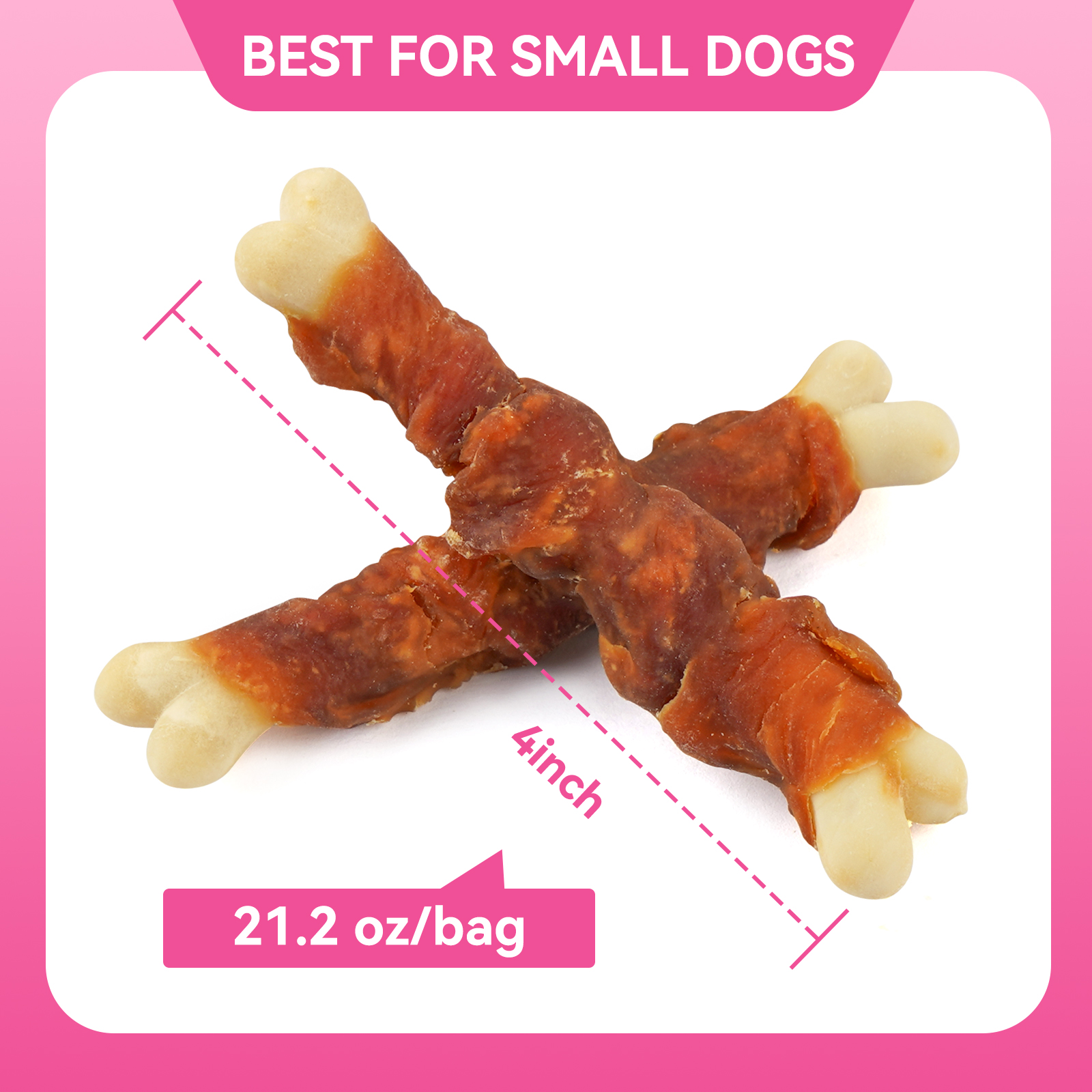 Puddonio Chicken & Duck with Calcium Bone Dog Treats, 20 oz (56ct)