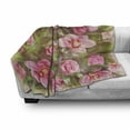 thumbnail image 3 of Shabby Flora Soft Flannel Fleece Throw Blanket, Romantic Retro Floral Composition Grunge Wedding Corsage Artwork, Cozy Plush for Indoor and Outdoor Use, 60" x 80", Green Pink Pale Pink, by Ambesonne, 3 of 6