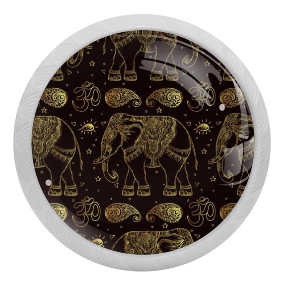4PCS Round Elephant Cabinet Fluorescence Knob Glowing in the Dark Furniture Drawer Pulls Handle with Screws
