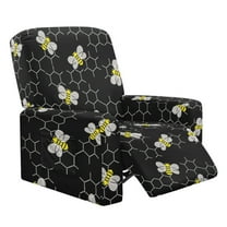 Kuiaobaty Bee Print Reclining Sofa Slipcover with Pocket Durable Recliner Chair Cover Large Soft Lazy Boy Chair Cover Breathable Reclining Slipcover for Pets Kids