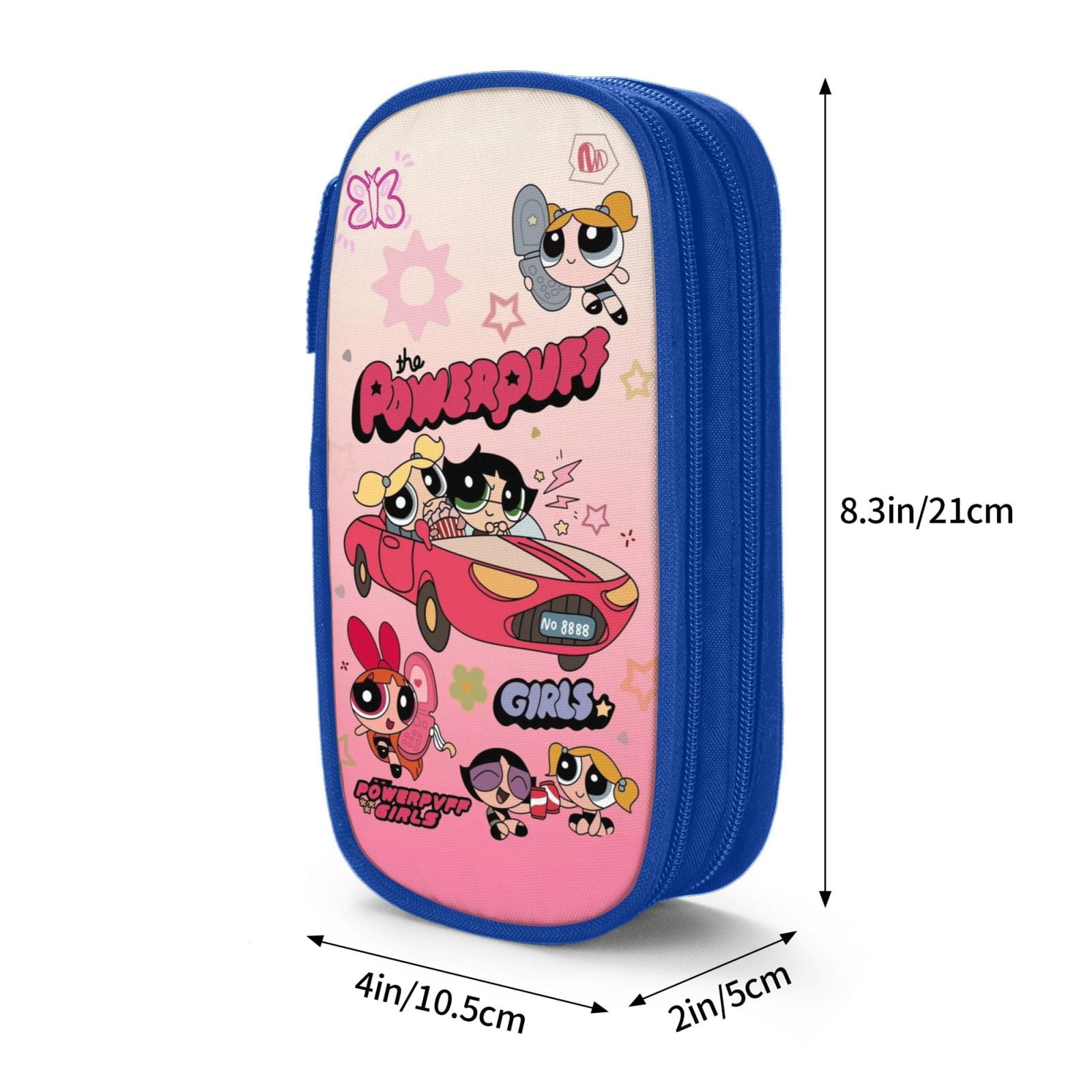The Powerpuff Gi-rls Pencil Case Large Capacity Pencil Pouch Penbag Office Stationery Organizer Travel Makeup Bag Blue