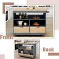 thumbnail image 5 of SYNGAR Kitchen Island Cart on Wheels, Rolling Kitchen Island with Storage Shelves, Kitchen Cart with 2 Drawers, Spice Rack, Towel Rack, Solid Wood Top, Utility Cart, Blue, 46"L × 22" W × 36"H, 5 of 12