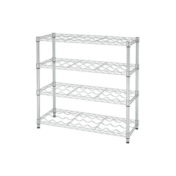 TRINITY EcoStorage 4 Shelf Wire Shelving 36 Bottle Wine Rack, Chrome