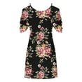 thumbnail image 3 of Njoeus Dresses for Women 2024 Summer Short Sleeve Cold Shoulder T-Shirt Dress Casual Boho Floral Print Beach Dress Loose Swings Sundress S-3XL, 3 of 4