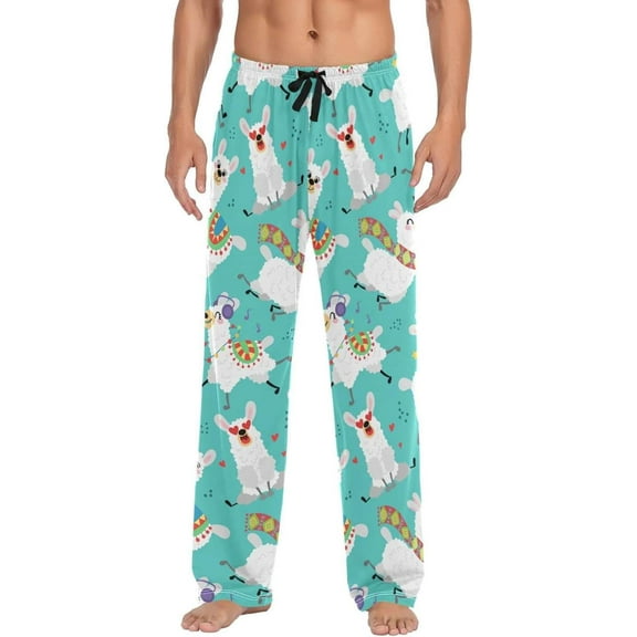 GZHJMY Llama Pajama Pants for Men, Lounge Pants Lightweight Men Pajama Bottoms with Drawstring Pockets, Christmas New Year Birthday Gifts, Large