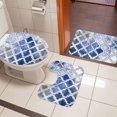 thumbnail image 4 of Blue Morocco Bath Mat 3 Piece Bathroom Rug Set, Vintage Graffiti Paint Art Boho Dappled Non Slip Bath Rug Contour Mat and Toilet Lid Cover, Absorbent Shower Mats Soft Bath Rugs and Mats Sets, 4 of 8