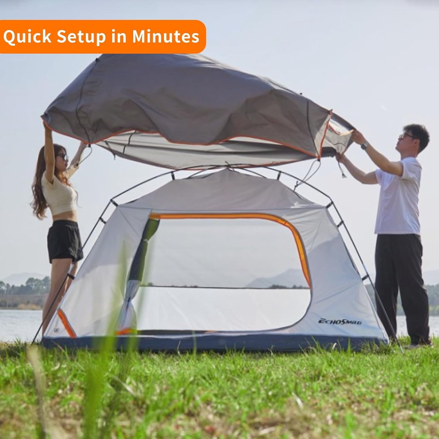 2/4 Person Camping Tent, Lightweight Dome Family Tent with Rainfly, Easy Setup, Waterproof & Windproof Outdoor Shelter for Group Hiking, Backpacking, 3-Season Use