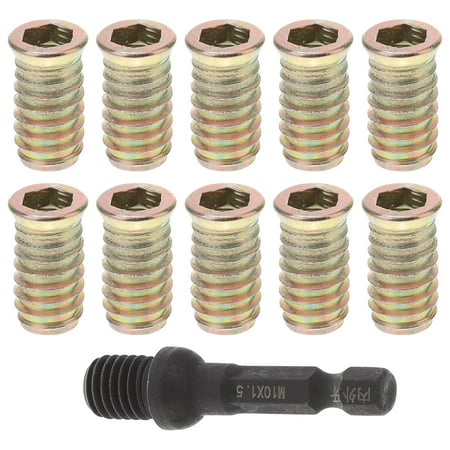 

10pcs Threaded Wood Inserts Fastener Furniture Threaded Inserts for Wood with Spanner