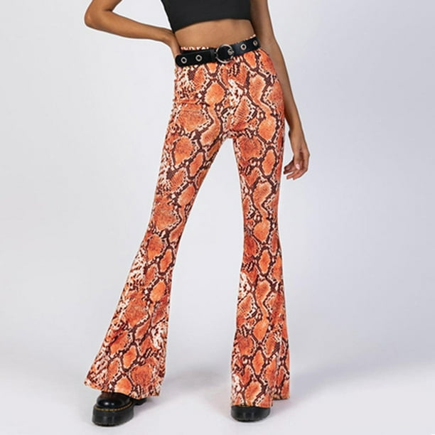 flared snake print pants