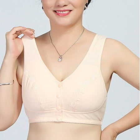 loopsun Summer Savings Clearance 2025! for Womens Plus Size Bra Women Solid Sleeveless Plus Size Lingerie Front Four Button Wide Strap Tank Bra