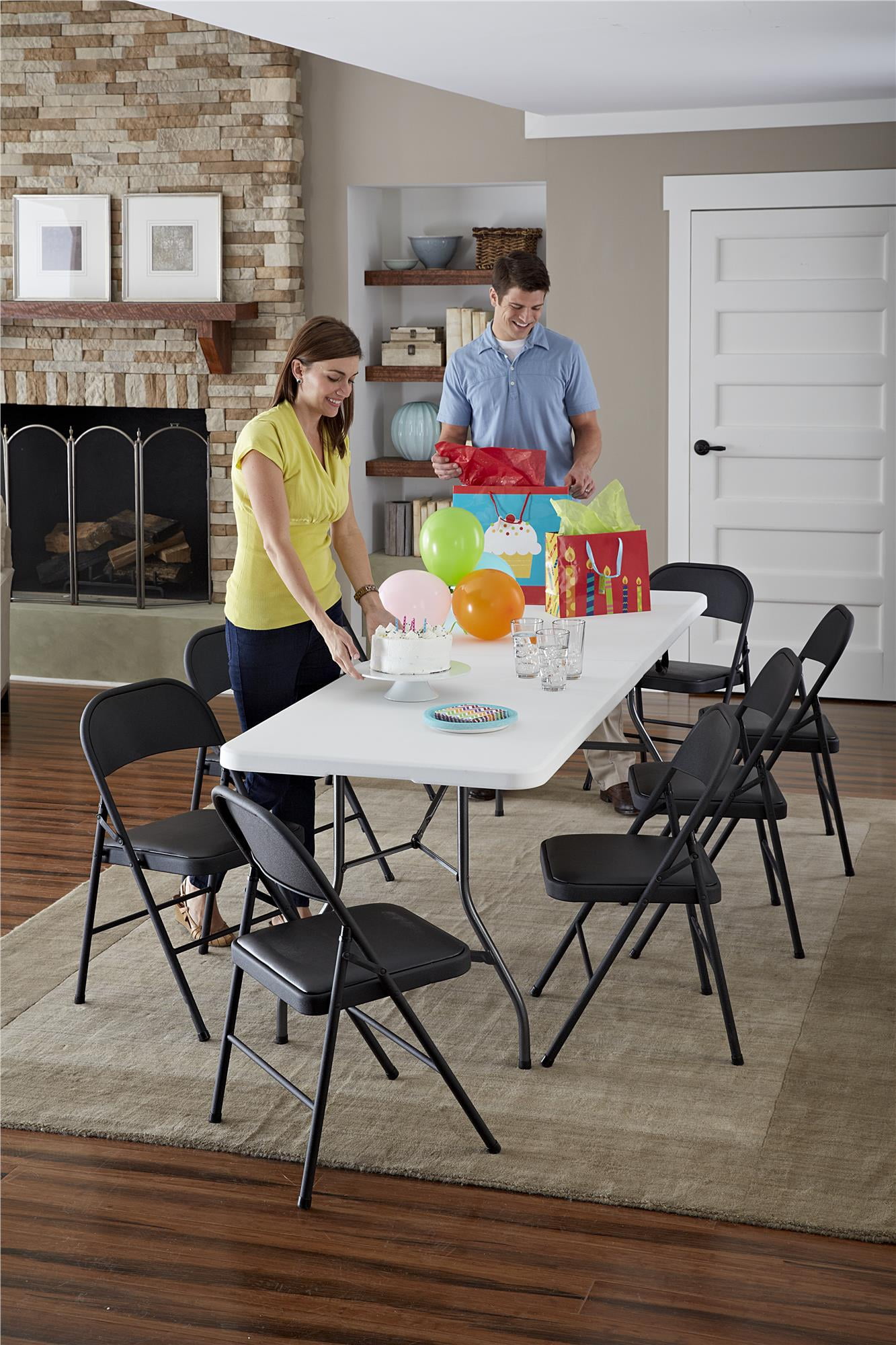 Mainstays black vinyl folding chair deals
